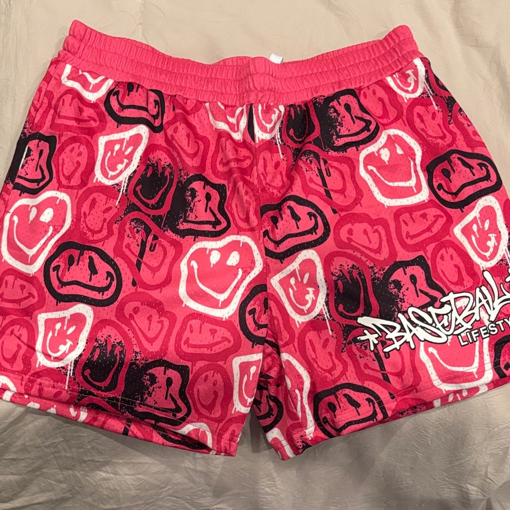 Boys' Pink and Black Smiley Shorts